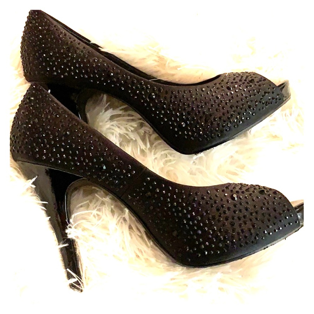 Lulu Townsend bling peep tie heels Size 9